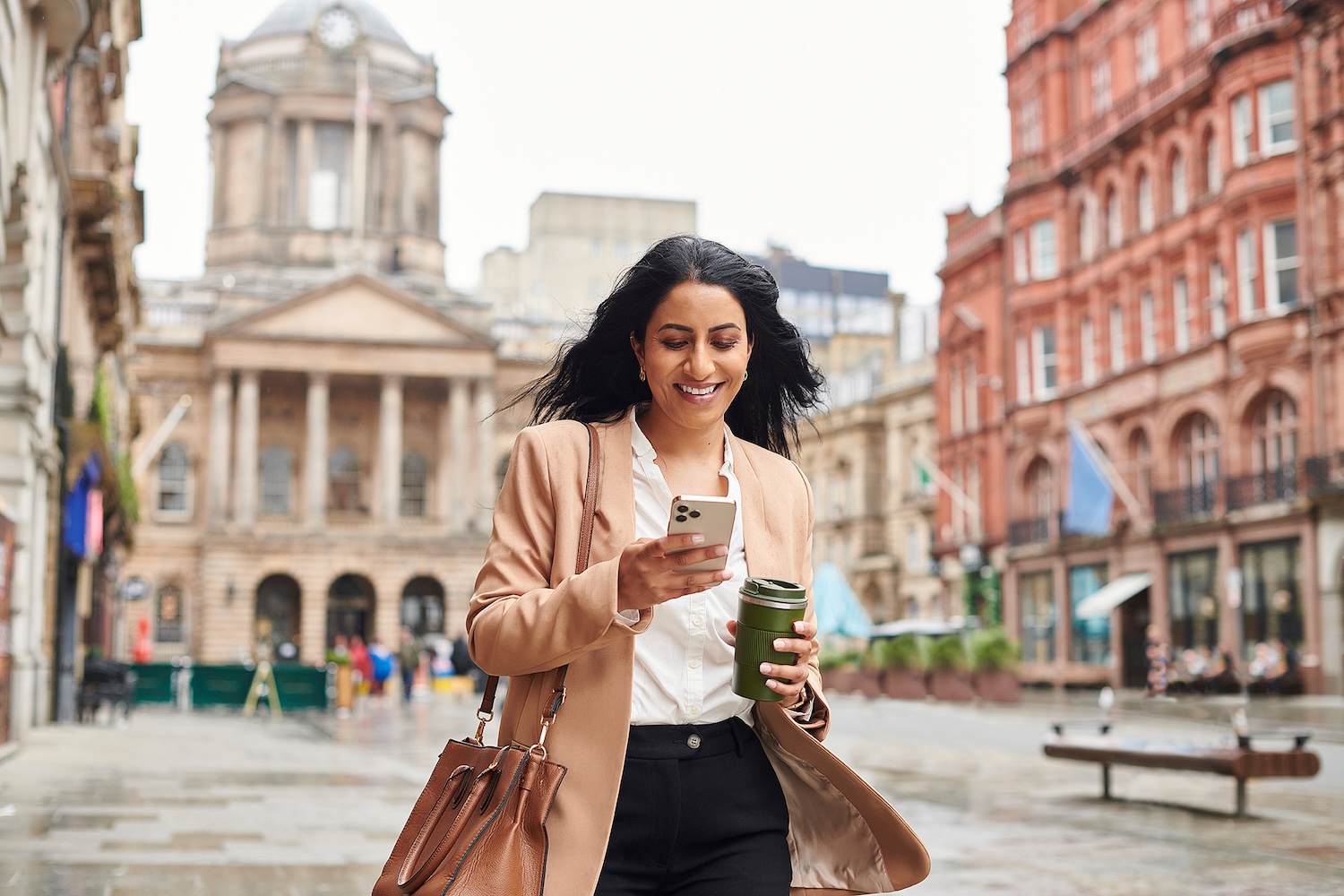 business woman checking her phone